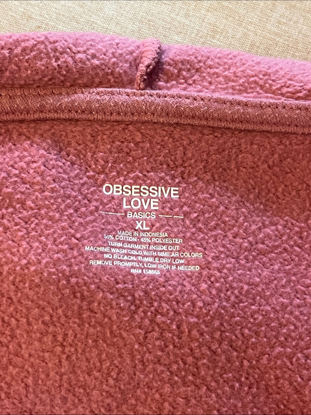 Obsessive Love Basics XL Cozy Fleece Pullover - Rose Pink